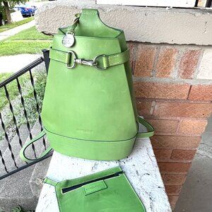 Dooney & Bourke Vintage Alto Pyramid Italy Rare Green Sling Backpack Bag